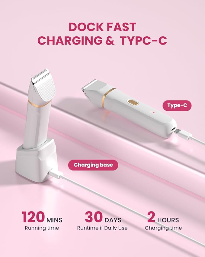 Bikini Trimmer for Women,5 in 1 Waterproof Electric Razors for Women Pubic Facial Nose Body Leg Hair Removal, Anniversary Birthday Christmas gifts for women self care, Stocking Stuffers for Teen Girls