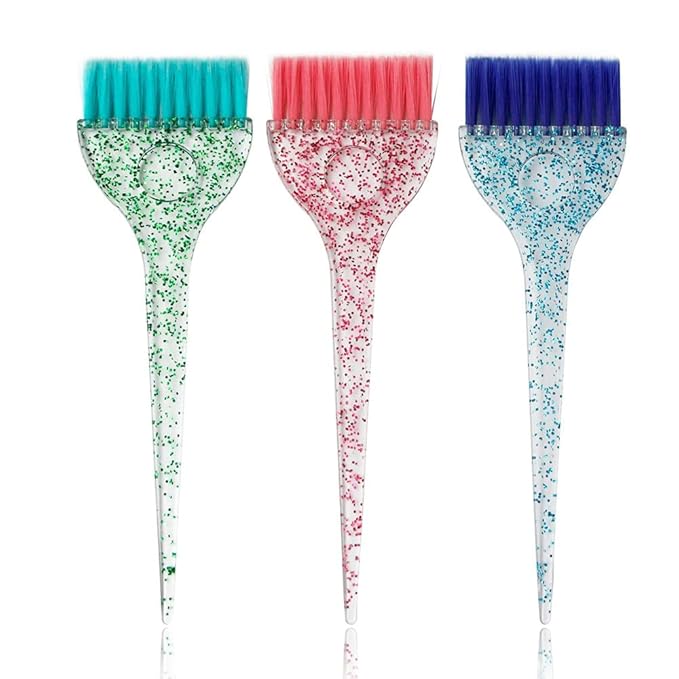 KOENWEENI Hair Dye Brushes and Combs Set, 6pcs Multicolor Glitter Hair Tint Tools Kit for Home DIY Coloring and Salon Use