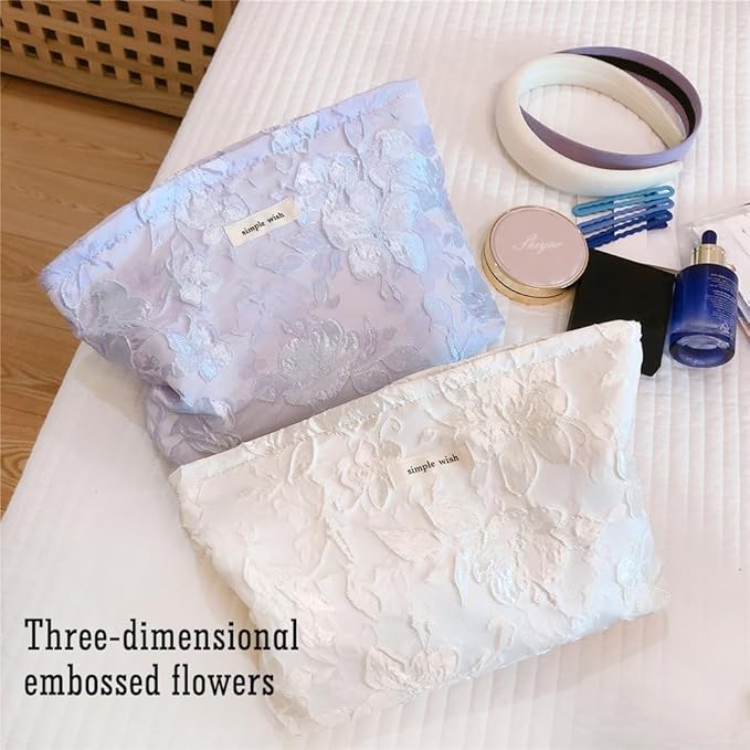 STARDW Aesthetic Floral Makeup Bag Cute Small Cosmetic Bags for Women Girls, Travel Toiletry Bag Large Capacity Zipper Makeup Pouch, Purse Organizer Pouches