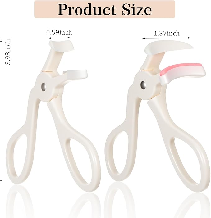 2 Pcs Eyelash Curler, Lash Curler, Quick Natural Curl in 5 Seconds, Comfortable Grip for Long Lasting Curls, White