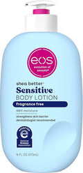 eos Shea Better Sensitive Skin Body Lotion - Fragrance-Free, 48-Hour Moisture Eczema Cream & Dry Skin Relief, Vegan, 16 fl oz (Packaging may vary)