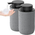 POSOSTO Ceramic Foaming Hand Soap Dispenser 2Pack，12 oz Bathroom Soap Dispensers， Lotion Dispenser for Kitchen, Refillable Matte Streaks Soap Dispenser with Large Pump (Gray-2Pack)