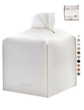 PENGLONG Tissue Box Cover 5X5X5'' PU Leather Tissue Holder Square Tissue Cube Box Organizer for Bathroom Vanity Countertop, Car, Night Stands, Office, Home, Kitchen (1Pack, White)