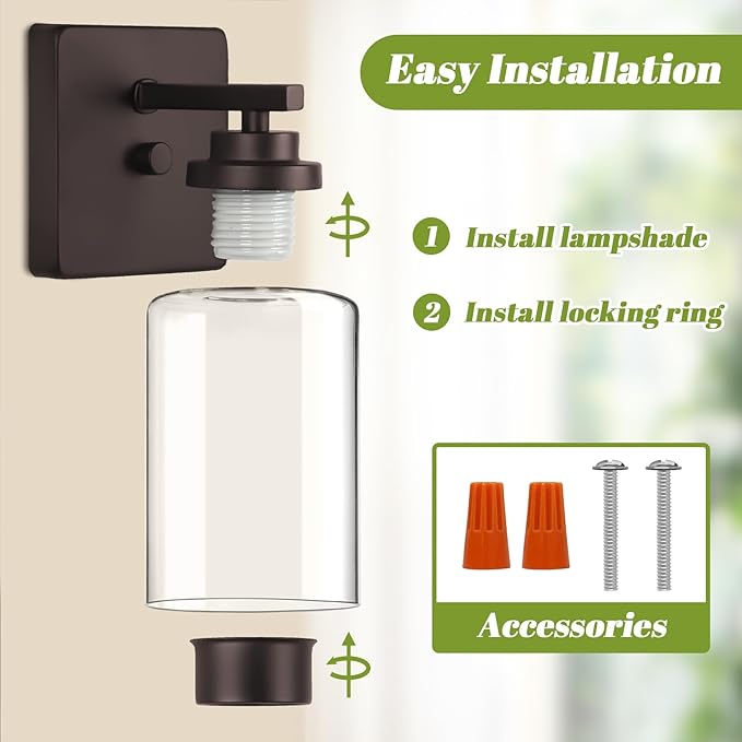 VerRon Set of 2 Wall Sconces for Bathroom, Oil Rubbed Bronze