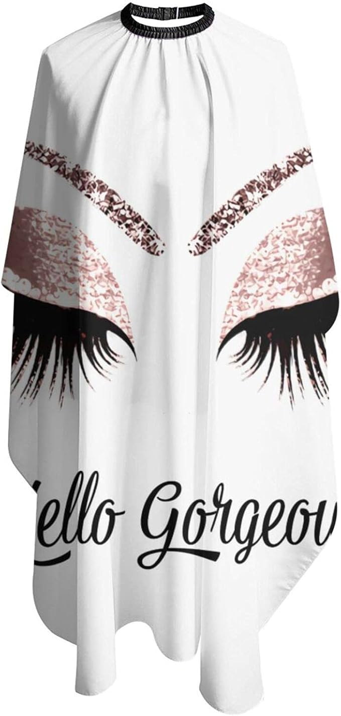Carwayii Barber Cape Hello Girl Gorgeous Glitters Eyelash Professional Salon Apron Water Resistant Hair Cutting Cape Anti-Static Cosmetology Supplies Easy Clean Barbershop Kits For Women -55''X66''