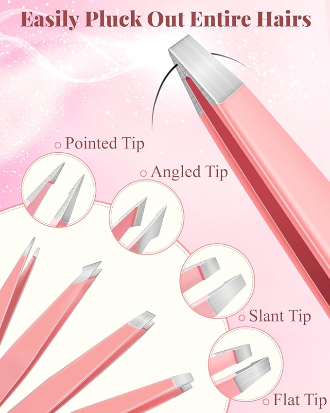 Eyebrow Tweezers for Women Facial Hair, 10 in 1 Eyebrow Kit