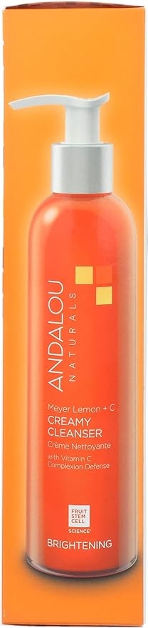 Andalou Naturals Brightening Meyer Lemon + Vitamin C Creamy Cleanser | Gentle Face Wash to Even Tone & Boost Glow | Aloe Vera & Natural Ingredients-| For Dull Skin-| 6 oz,(Pack of 2)