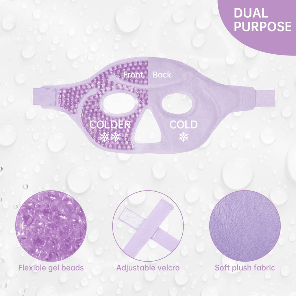 Ice Face Eye Mask for Woman Man,Hot or Cold Gel Face Ice Mask Reusable
