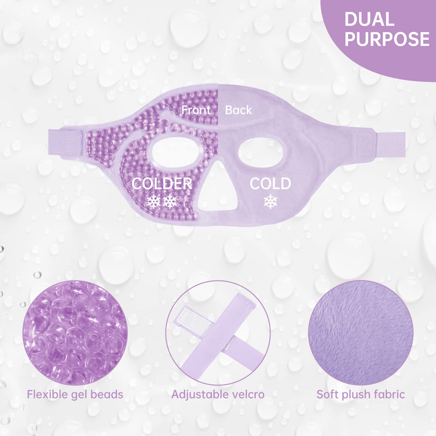 Ice Face Eye Mask for Woman Man,Hot or Cold Gel Face Ice Mask Reusable