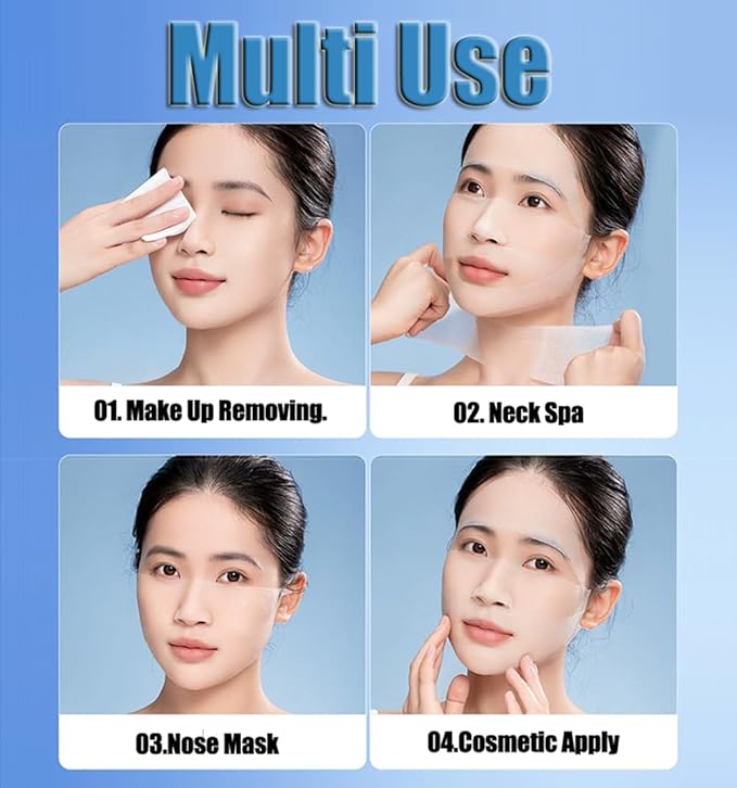 200PCS Count Stretchable Facial Cotton Pads, Pre-Punched Hole Wet Compress Cotton Sheets, Lint Free Soft Cotton, Multipurpose Makeup Remover & Toner Mask Cotton Pads