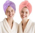 Microfiber Hair Drying Towel Wrap for Women, Hair Turbans Towel for Wet Hair,turbie Twist Hair Towels(The Color of the Picture is for Reference only) (Pink，Purple)