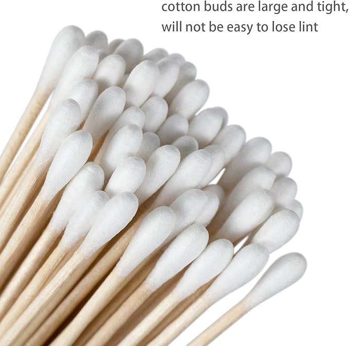 500Ct 6'' Lint Free Long Cotton Swabs - Pure Cotton Tips Gun Cleaning Swabs with Durable Stem, Also fit Makeup, Pet Care, Electronic, Household- Case Package