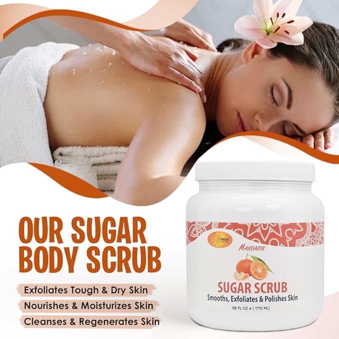 SPA REDI 2-in-1 Exfoliating Body Scrub & Lotion – Water-Free Sugar Scrub for Calluses, Rough Skin & Pre-Tan Prep | Non-Drip, Streak-Free Formula | Salon & At-Home Use | Made in USA | 58 oz