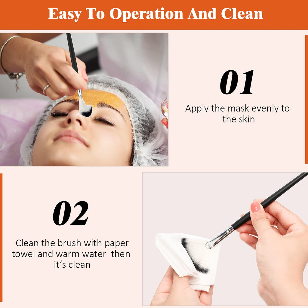 9 Pieces Facial Fan Mask Brushes, Soft Facial Applicator Brushes Tools for Peel Glycolic Makeup for Mud Cream(Black and Silver)