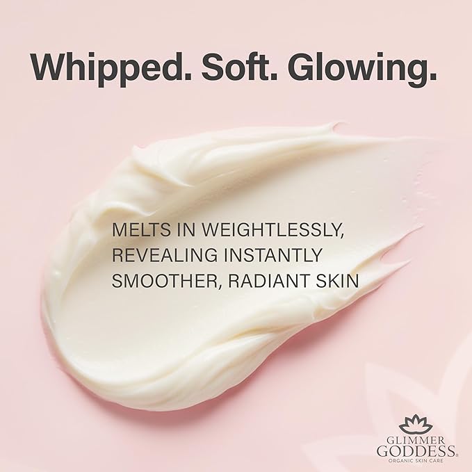 GLIMMER GODDESS Organic Whipped Body Butter Cream - with Shea & Cocoa Butter, Almonds & Coconut Oil - Coconut Lime, 8oz