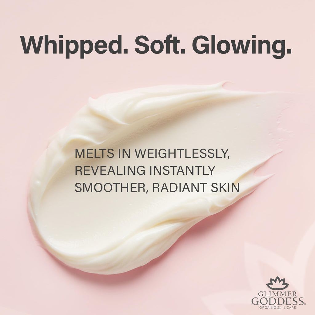 GLIMMER GODDESS Organic Whipped Body Butter Cream - with Shea & Cocoa Butter, Almonds & Coconut Oil - Rosemary Mint Body Butter, 8oz
