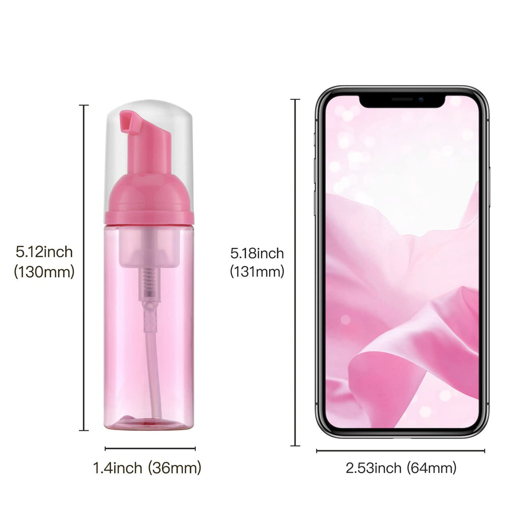 Owlyee Travel Foam Pump Bottle - 2oz Small Size Foaming Hand Soap Dispenser - Mini Portable Mousse Lash Shampoo Kit Container for Hair - Empty Leak Proof Plastic Rose Red Foamer 3Pack