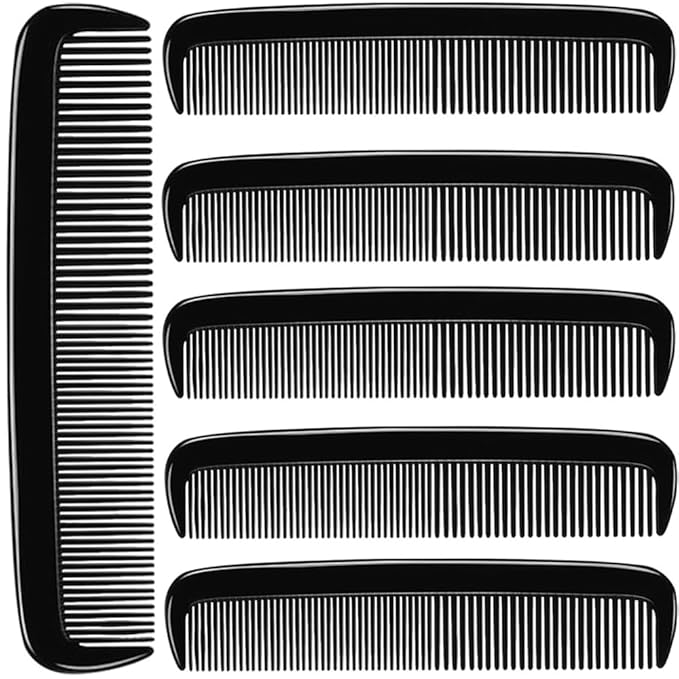 (6 Pack) 5" Pocket Hair Comb Beard & Mustache Combs for Men's Hair Beard Mustache and Sideburns