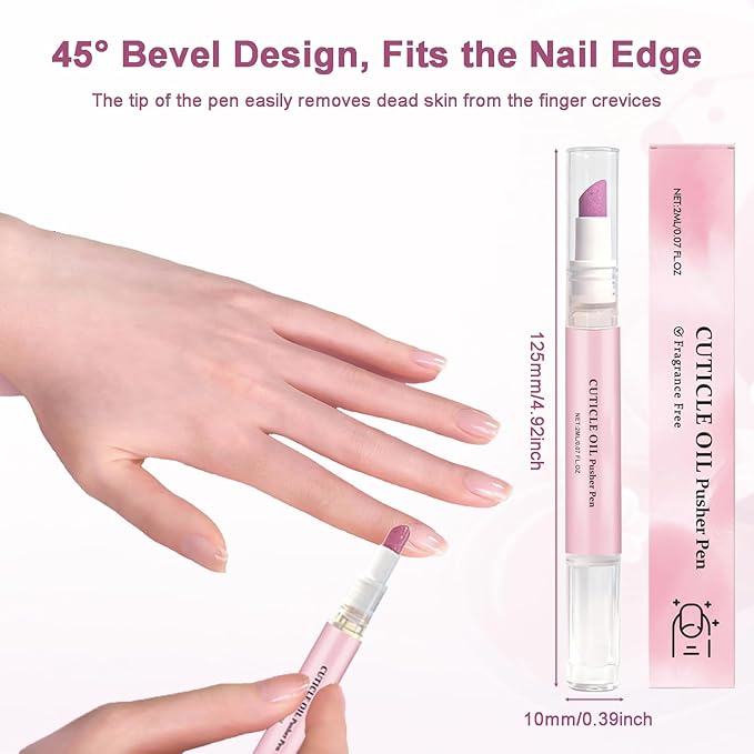Ceramic Cuticle Pusher & Oil Pen, 1PC Gentle Cuticle Remover for Hangnails & Dry & Damaged Nails, Nail Care Pen for Repair & Nourish Nails