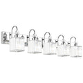 Ralbay Chrome Crystal Vanity Lights 5-Lights 40'' Modern Crystal Bathroom Light Fixtures Modern Crystal Vanity Lighting Over Long Mirror Bathroom Wall Lighting Fixtures