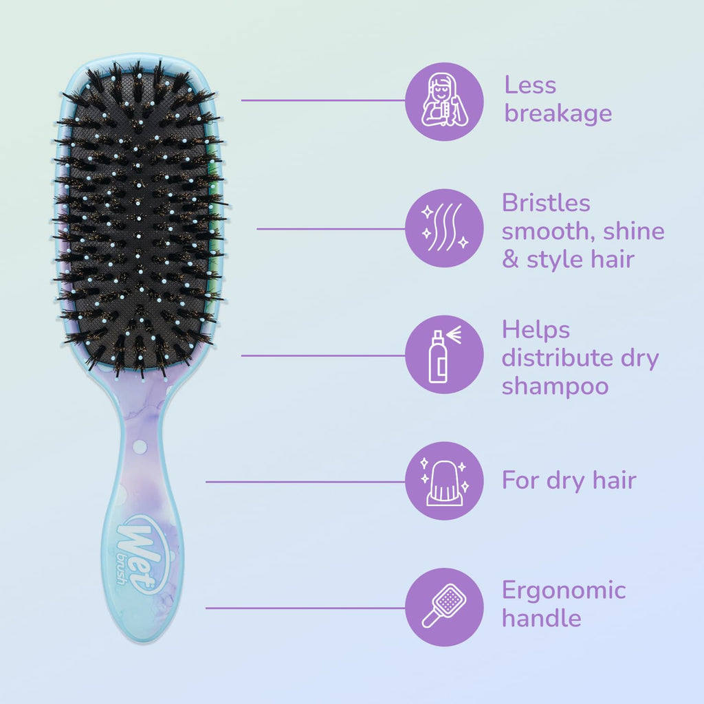 Wet Brush Shine Enhancer Paddle Hair Detangler Brush with Soft & Natural Boar Bristles | Infused with Argan Oil for Smooth, Shiny Hairs | Gentle on Wet or Dry and All Hair Types