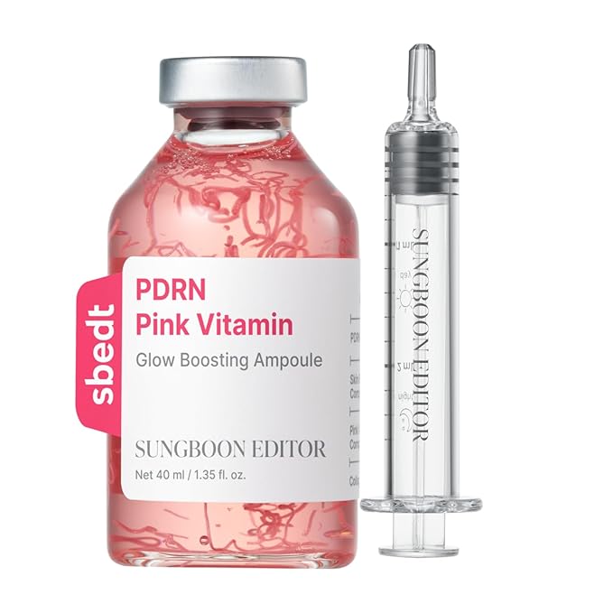 SUNGBOON EDITOR Collagen Peptide Pink PDRN Glow Intensive Ampoule | Copper Peptides&Vitamin B12 Serum for Face with Collagen & Multi Peptides & 10 Hyaluronic Acids | Korean Skincare Serum | 1.35 fl oz