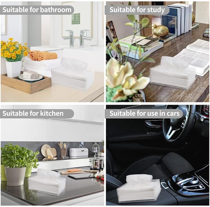 Rectangular Clear Acrylic Tissue Box, Big Box Covers Square, Bathroom Facial Napkin Box Holders, Table Clear Dryer Sheet Dispenser for Bathroom, Kitchen and Cars