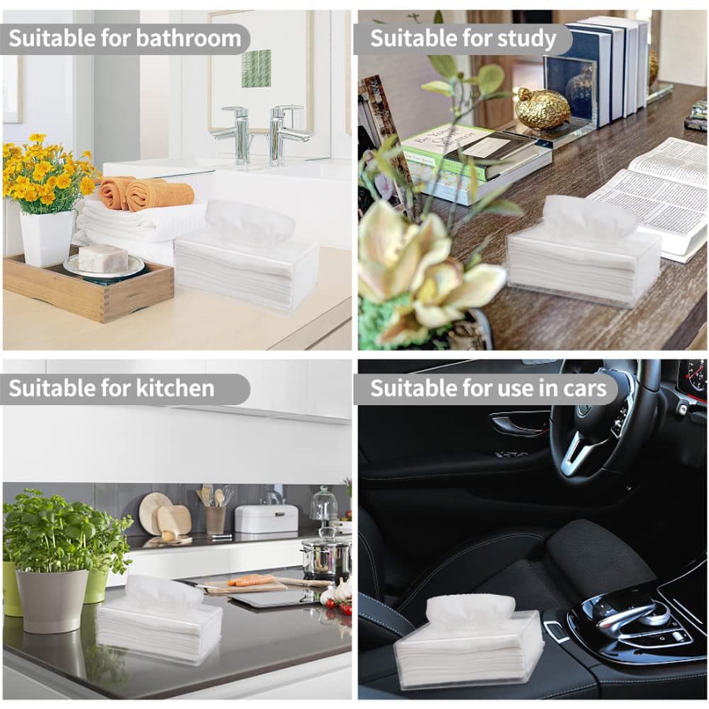 Rectangular Clear Acrylic Tissue Box, Big Box Covers Square, Bathroom Facial Napkin Box Holders, Table Clear Dryer Sheet Dispenser for Bathroom, Kitchen and Cars