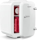 YASHE Mini Fridge, 4 Liter/6 Can Mini Makeup Fridge, 110V AC/ 12V DC Portable Thermoelectric Cooler&Warmer for Skincare, Drink, Cosmetic, Medicine, Small fridge for Bedroom, Office, Dorm, Car, White