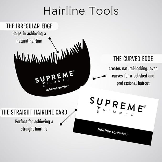 Enhancement Cards for Barbers by Supreme Trimmer | Reusable Hairline Shaping Tool for Natural Line Up & Precise Beard Edges | Ideal for Colored Ink Spray & Hair Fiber Application | HFH/4X