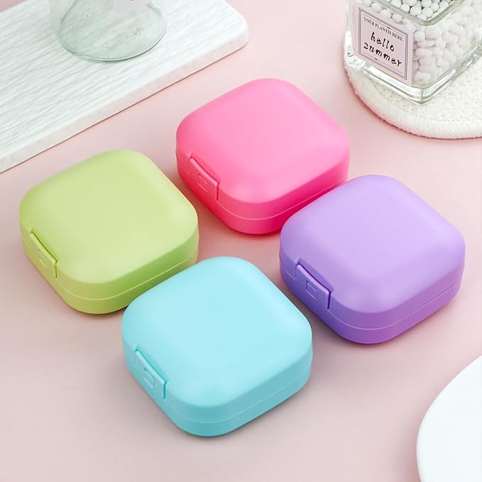 Etenpo Plastic Square Cotton Pad Holder - Pack of 4, Multiple Colors, Portable Travel and Sealed, Suitable for Makeup Remover Cotton Balls