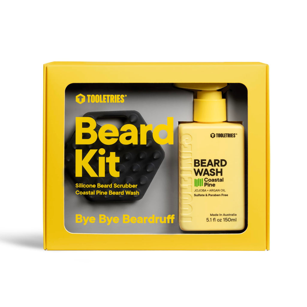TOOLETRIES Beard Care Kit with Beard Scrubber & Coastal Pine Beard Wash
