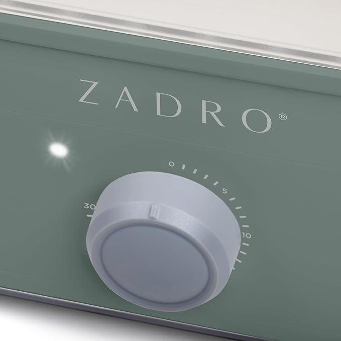 Zadro Towel Steamer with Tongs, 850W Heater, 8L Tray, 1.7L Tank, 30-min Timer for Facials, Manicures, Pedicures, Shaving (13"x12", 120V/850W, 8L, Dark Green)