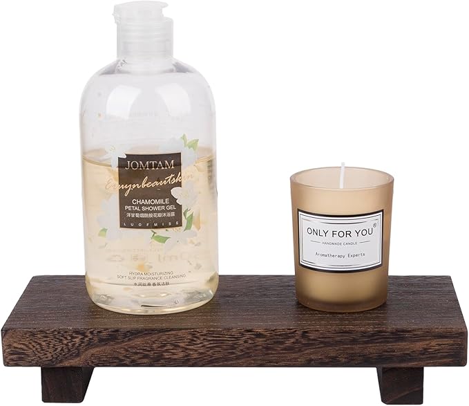 Wood Bathroom Tray Farmhouse Decor Kitchen Soap Holder 8.7"x3.6" Dark Brown