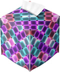 Neon Tissue Box Cover Colorful Rainbow Tiles Purple Blue Pink Leather Tissue Box Holder Square Facial Paper Organizer Dispenser for Car Bathroom Bedroom Office Tabletop Decor