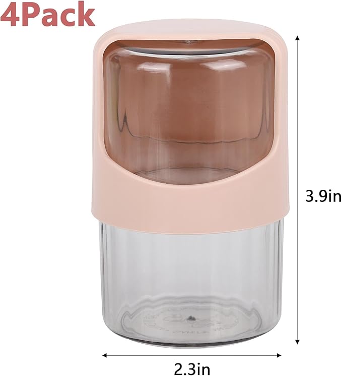 Tbestmax 4 Pack Rotating Qtip Holder Dispenser for Cotton Swabs, Makeup & Hair Accessories, Vanity Organizer with Canisters for Floss Picks, Cotton Balls, Bathroom Essentials Accessories Decor,Pink