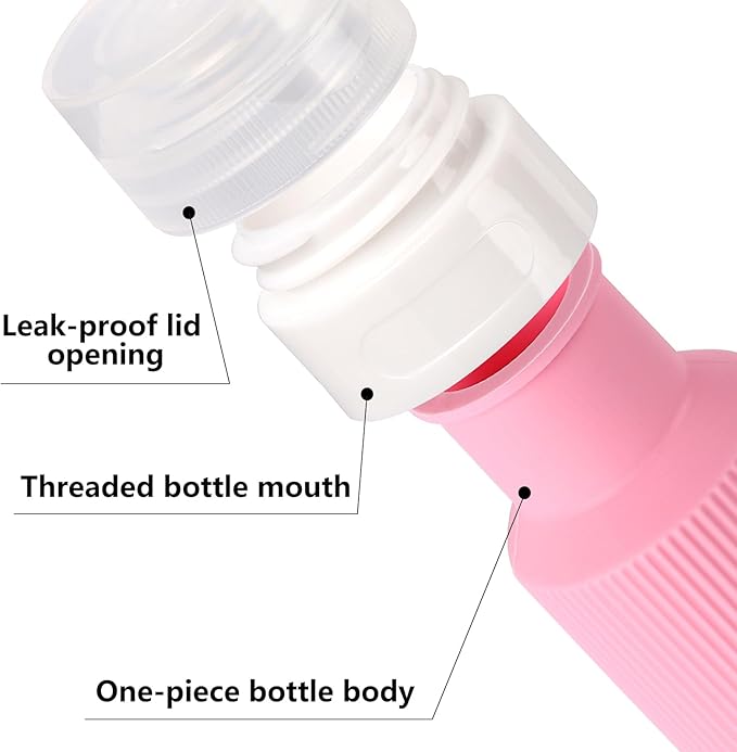 Tbestmax 12 Pack Travel Toiletry Bottles - 3oz Leakproof Silicone Containers, Refillable Travel Accessories for Shampoo, Conditioner, Lotion, 4 Colors