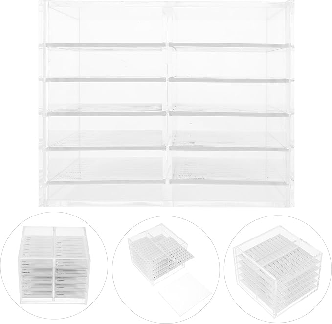NOLITOY Acrylic 10-layer False Eyelash Storage Box Multi-tier Lash Organizer Case for Women Travel and Household Cosmetic Display
