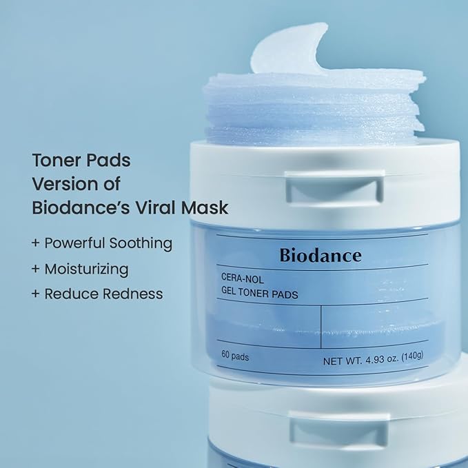 Biodance Cera-nol Gel Toner Pads, Deep Hydrating & Soothing Toner Pads for Sensitive Skin, Redness Reducing, Mositurizing, Pre-Soaked Pads, Korean Skin Careㅣ60 Pads