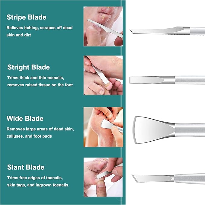 Manicure Set,Professional Pedicure Knife Set,Dead Skin Corn Foot Callus Remover Kit,Foot Care Tools for Travel or Home,Stainless Steel Foot File Rasp,Calluses Pusher (Set A)