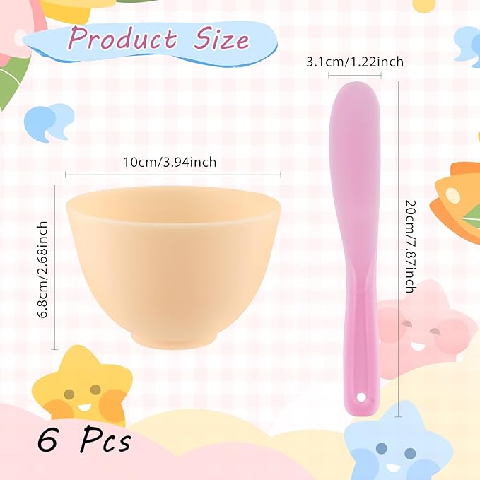 Multicolor Silicone Mixing Bowls Facial Mask Serve Bowl Cosmetic Beauty Tool with Stirring Sticks for Skincare DIY Craft Home Salon - 6 Pcs