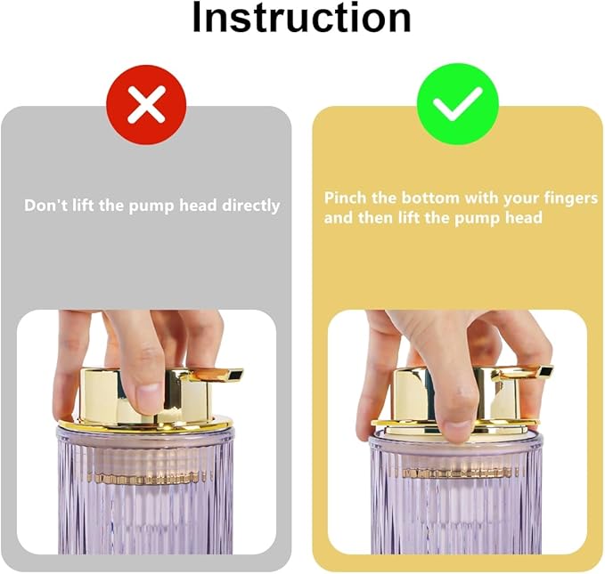 Tonxus Foaming Soap Dispenser, 12 Oz Purple Glass Soap Dispenser, Refillable Liquid Lotion Container Foam Gold Pump Bottle Decorative Modern Slim Ribbed Bottle for Bathroom and Kitchen