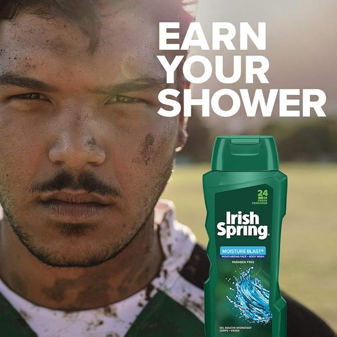 Irish Spring Body Wash, Moisture Blast, 18 fluid ounce, 4 Count (Pack of 1)