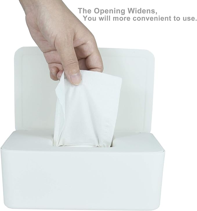 Diaper Wipes Dispenser, Tissue Storage Box Case (White)