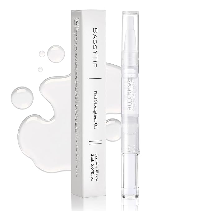 SASSYTIP Nail Strengthen Oil Pen | Fast-Absorbing Cuticle Oil with Biotin & Ginseng | For Brittle & Peeling Nails | Jasmine, Rose, Lemon Scents | Home, Office, Travel Use (Jasmine)