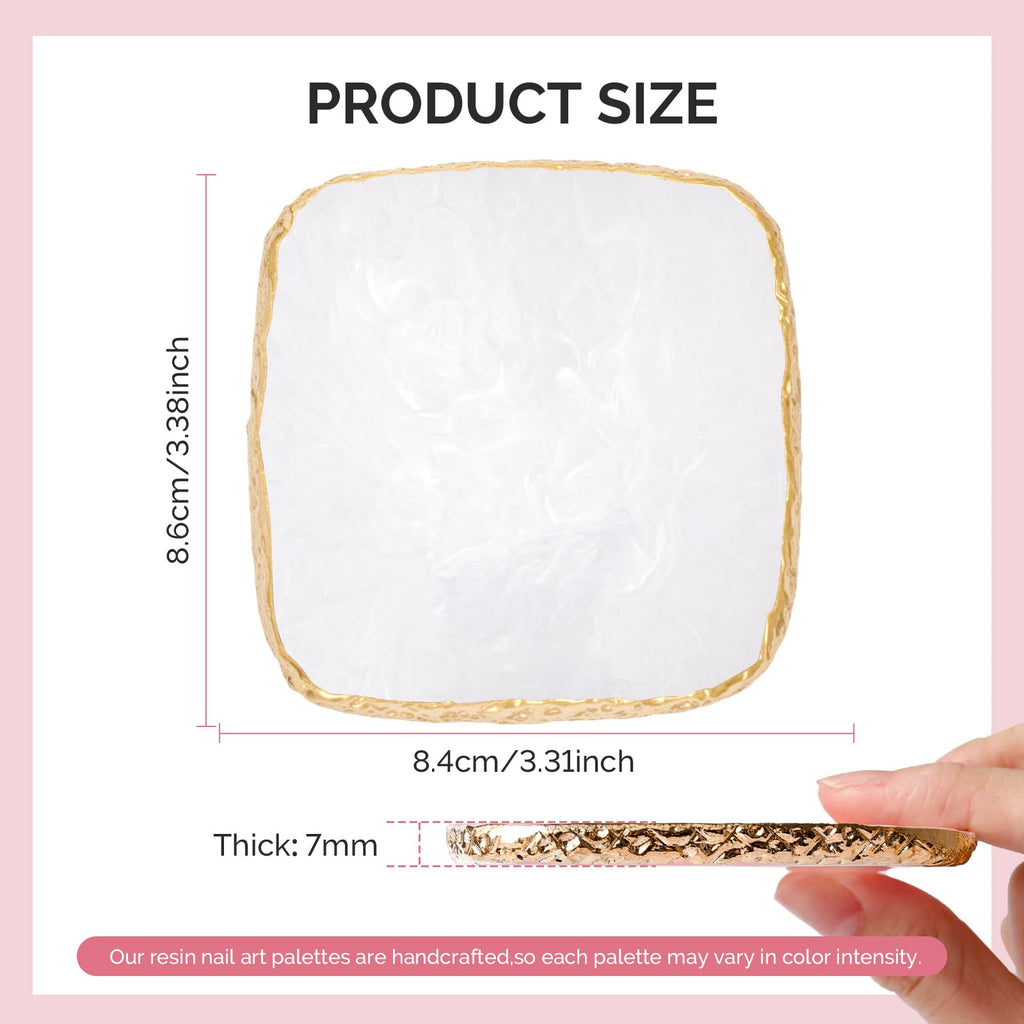 MelodySusie 1Pc Square Resin Nail Art Palette Color Mixing Board White