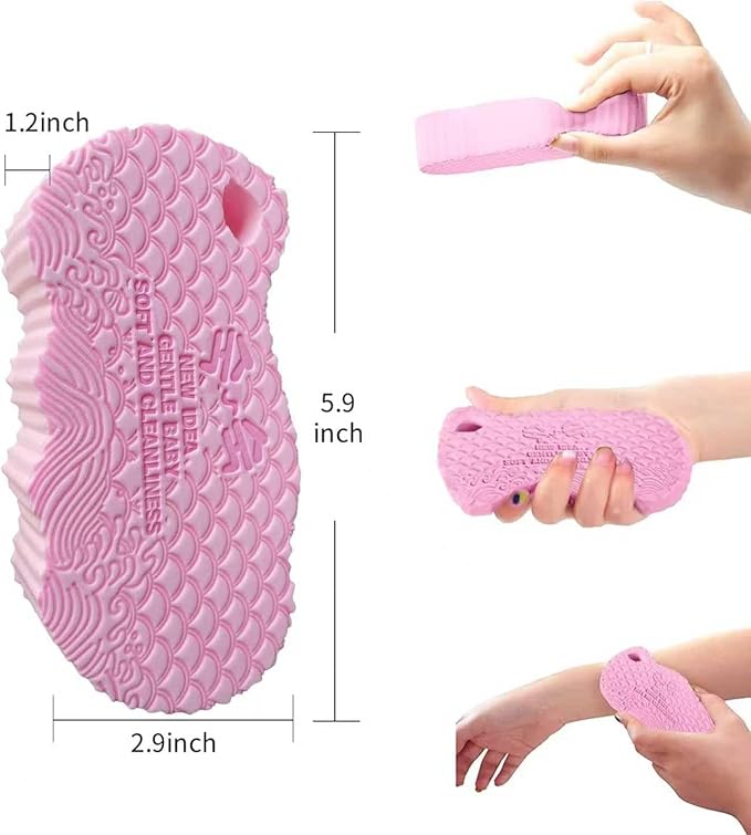 Magic Exfoliating Bath Sponge, 2026 New Upgraded Magic Exfoliating Body Scrubber, 3D Super Soft Bath Shower Sponge for Body Removes Dead Skin (2PCS)