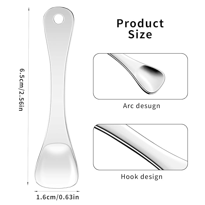 WY LIGHTING LEVEL 3Pcs Mini Skin Care Spoons Reusable Cosmetic Scoop Massage Metal Makeup Spatula Face Cosmetic Applicator Scoop Beauty Cosmetic Tool for Cream Lotions Moisturizers Mixing (3 Silver)