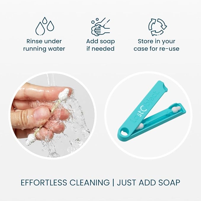 LastSwab™ Baby Reusable Q-Tips for Newborns & Infants - Gentle Silicone Safety Swabs, Ear & Nose Cleaner - Washable Cotton Swab Alternative, BPA-Free, Zero Waste - Turquoise