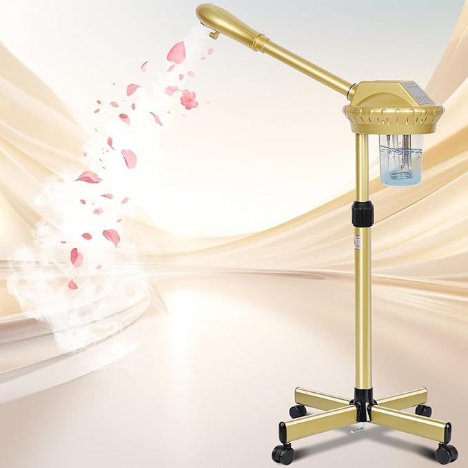 Wuissvnb Facial Steamer, Professional Facial Steamer for Estheticians, Hot Mist & Timer Function, Ozone Face Steamer on Wheels for Spa, Salon and at Home Use